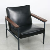 Vintage black bauhaus lounge armchair, 70s