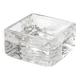 Vintage square ashtray in clear solid glass, 1970s design.