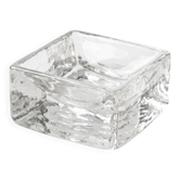 Vintage square ashtray in clear solid glass, 1970s design.