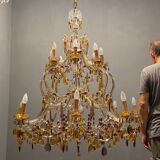 Multicolored murano glass crystal chandelier with 16 lights, 1950s