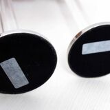 Pair of lucite and silver-plated metal candlesticks