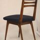 Pair of Scandinavian chairs seated night blue fabric restored, year 60.