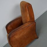 Vintage French Cognac-Colored Leather Club Chair, 1950s