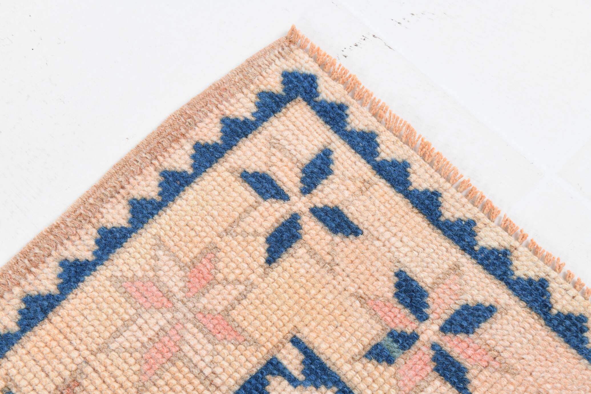 4x8 Salmon & Blue Handmade Wool Oushak Rug, 141x230Cm SK 20160