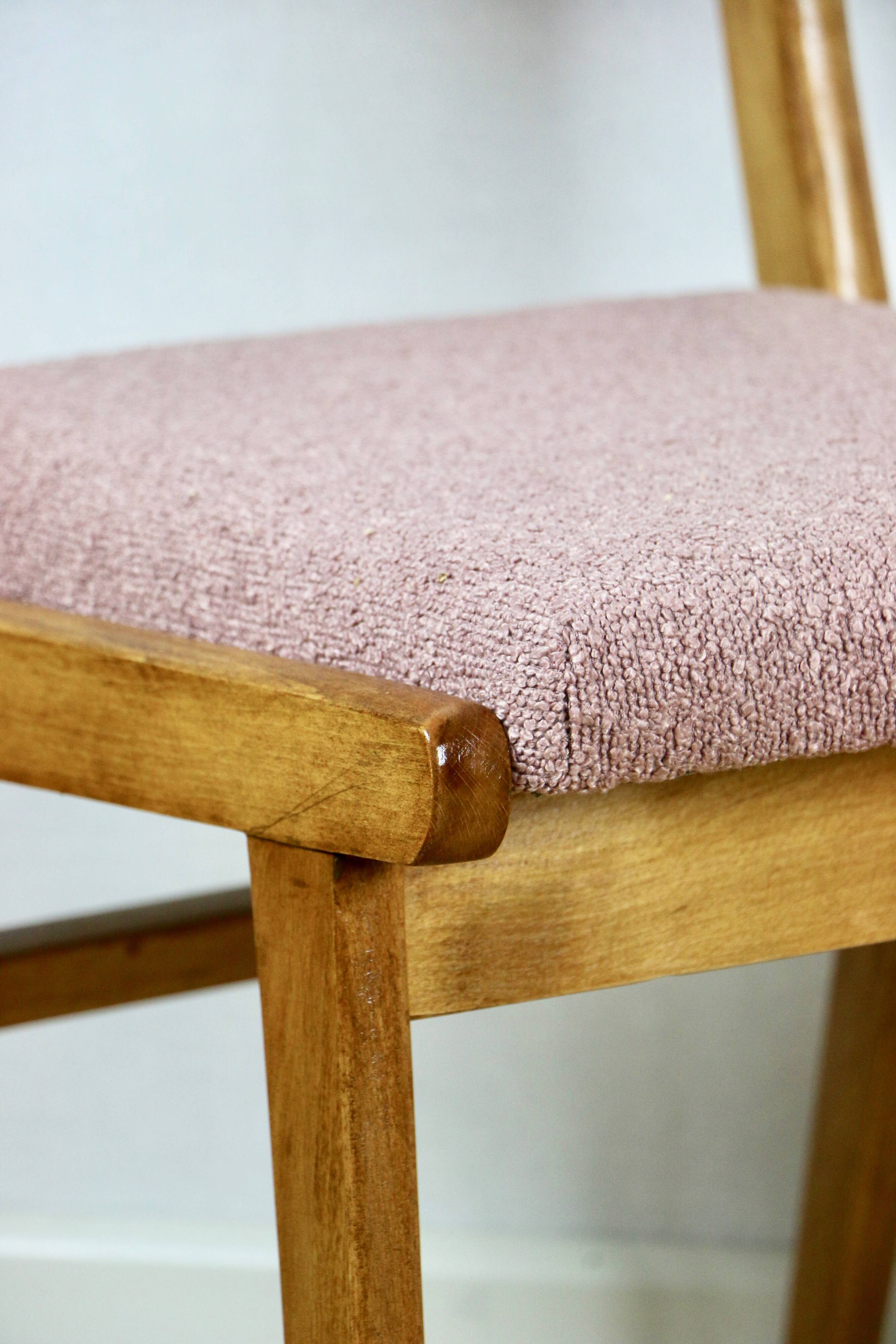 Vintage fuchsia boucle chairs - set of 6