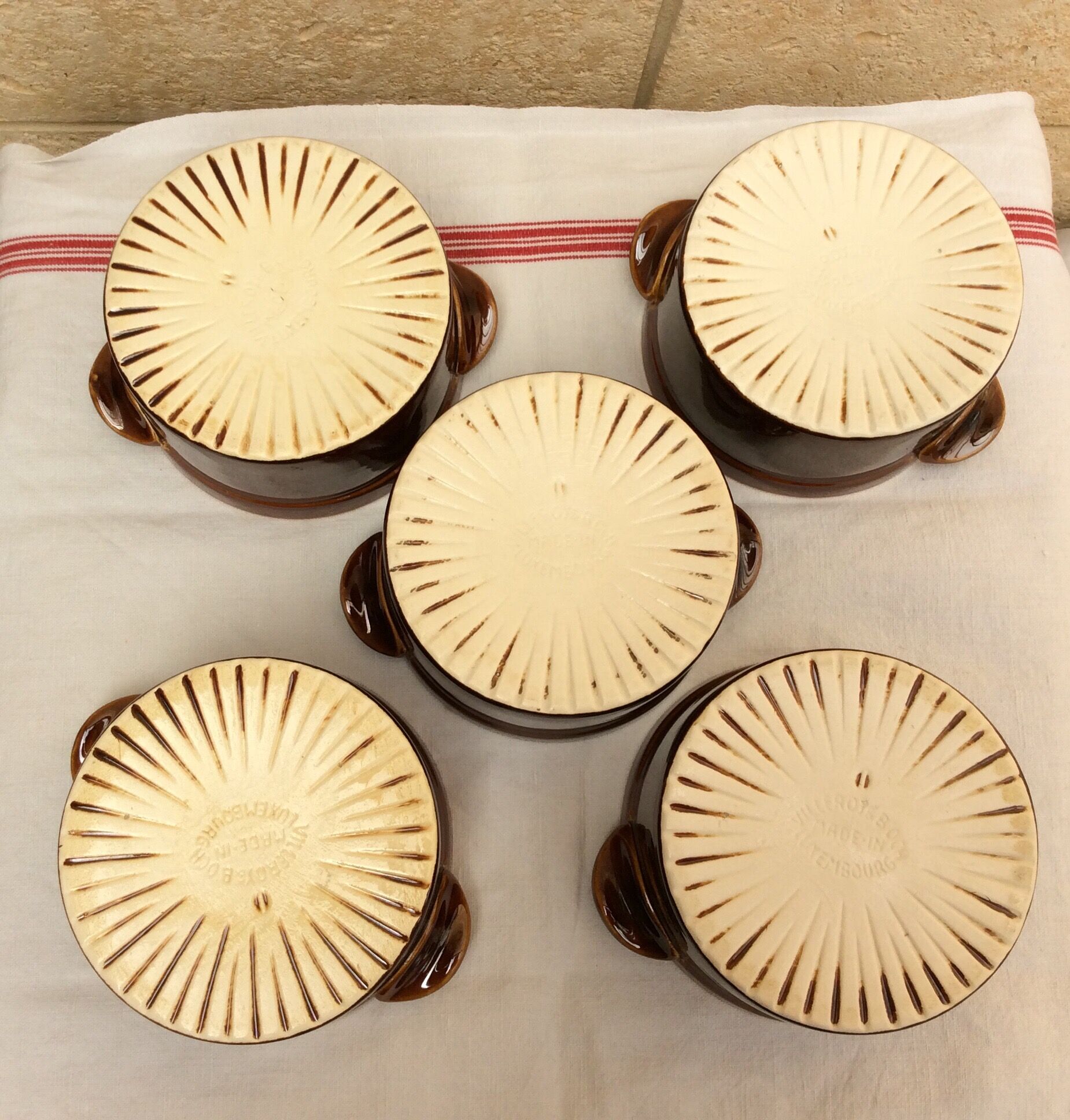 Set of 5 glazed ceramic pots villeroy & boch - vintage