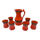 Ceramic orangeade set, orange, Zell, 1970s.