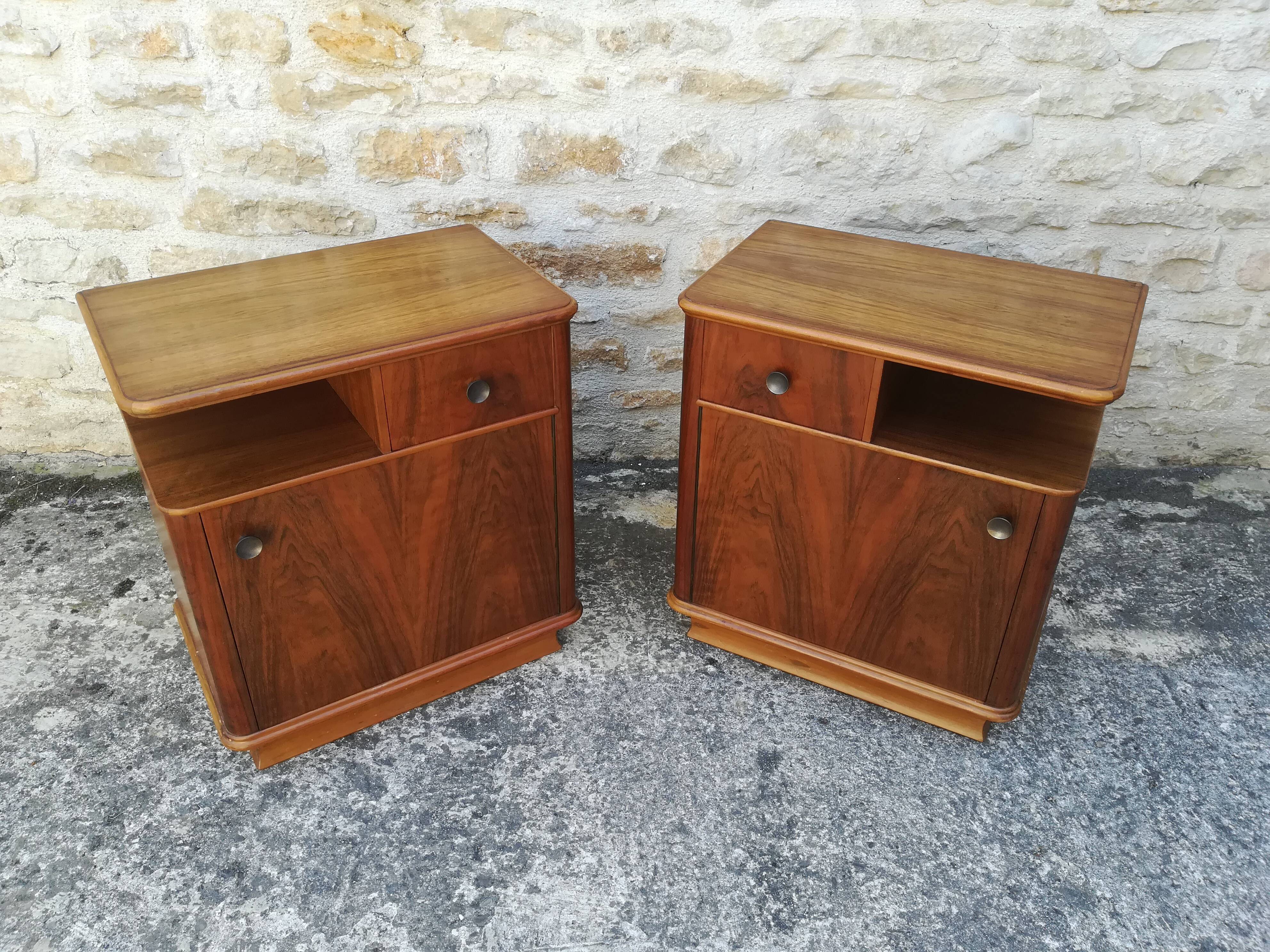 Walnut bedside tables