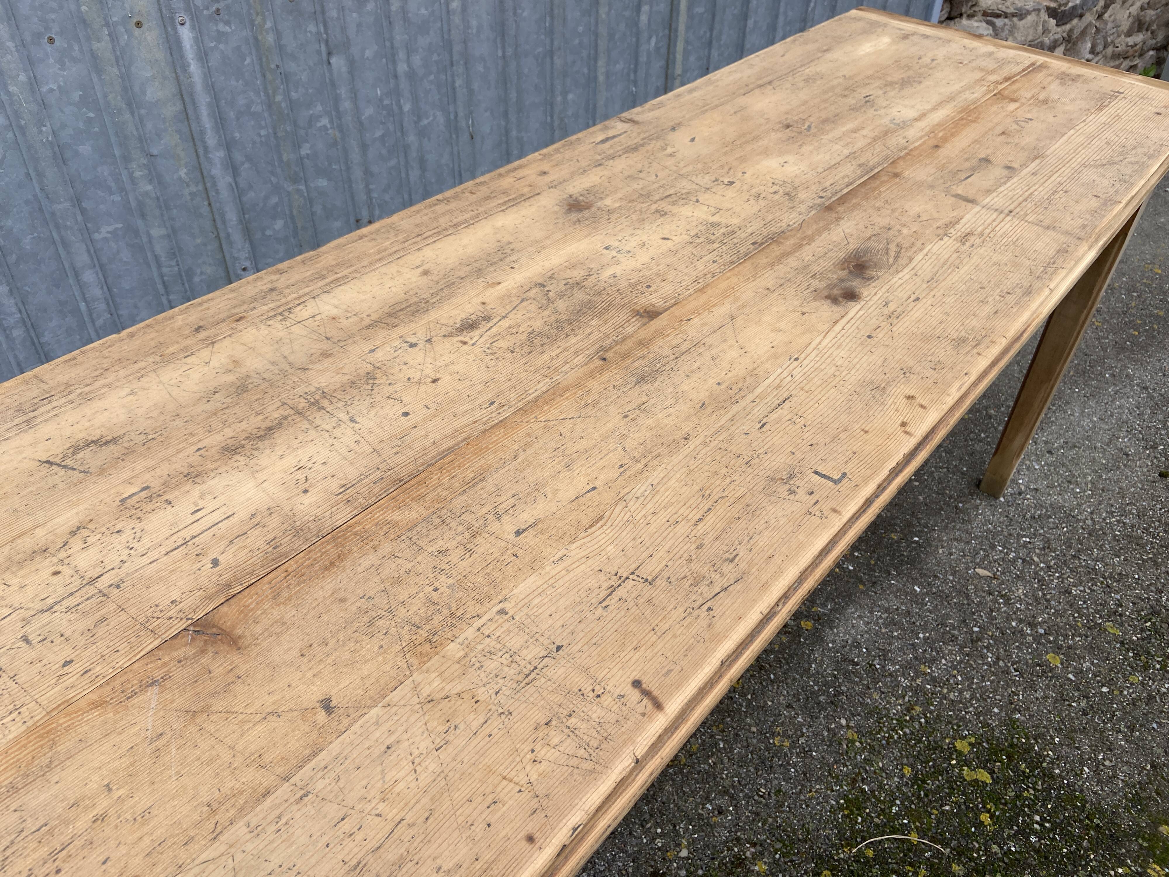 large farm table 185 cm in raw natural fir wood