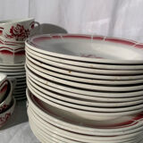 Art Deco pink earthenware service by Badonviller, porcelain, circa 1930