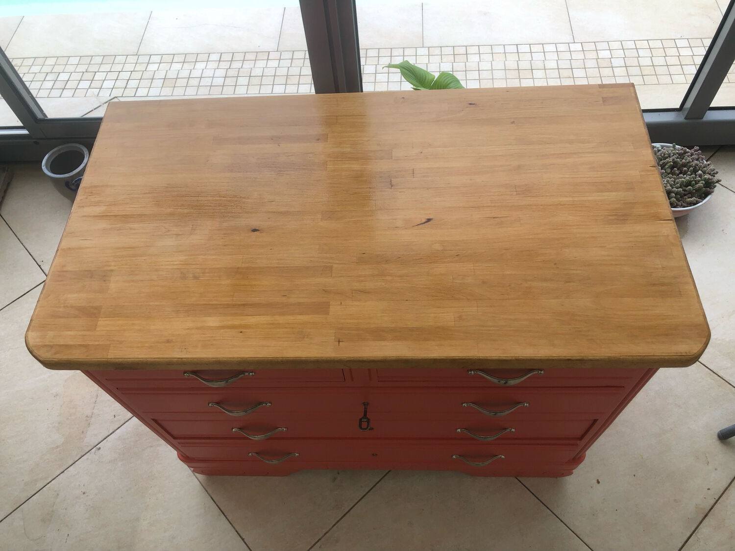 Vintage terracotta chest of drawers