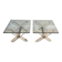 Pair of Plexiglass and Chrome Side Tables with X-shaped Legs, Work