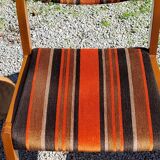 Set of 5 70s designer chairs in beech and orange and brown velvet Self éditeur