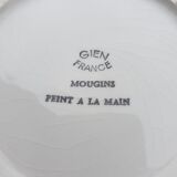 Set 6 plates Gien orange flower 1970 hand-painted decoration