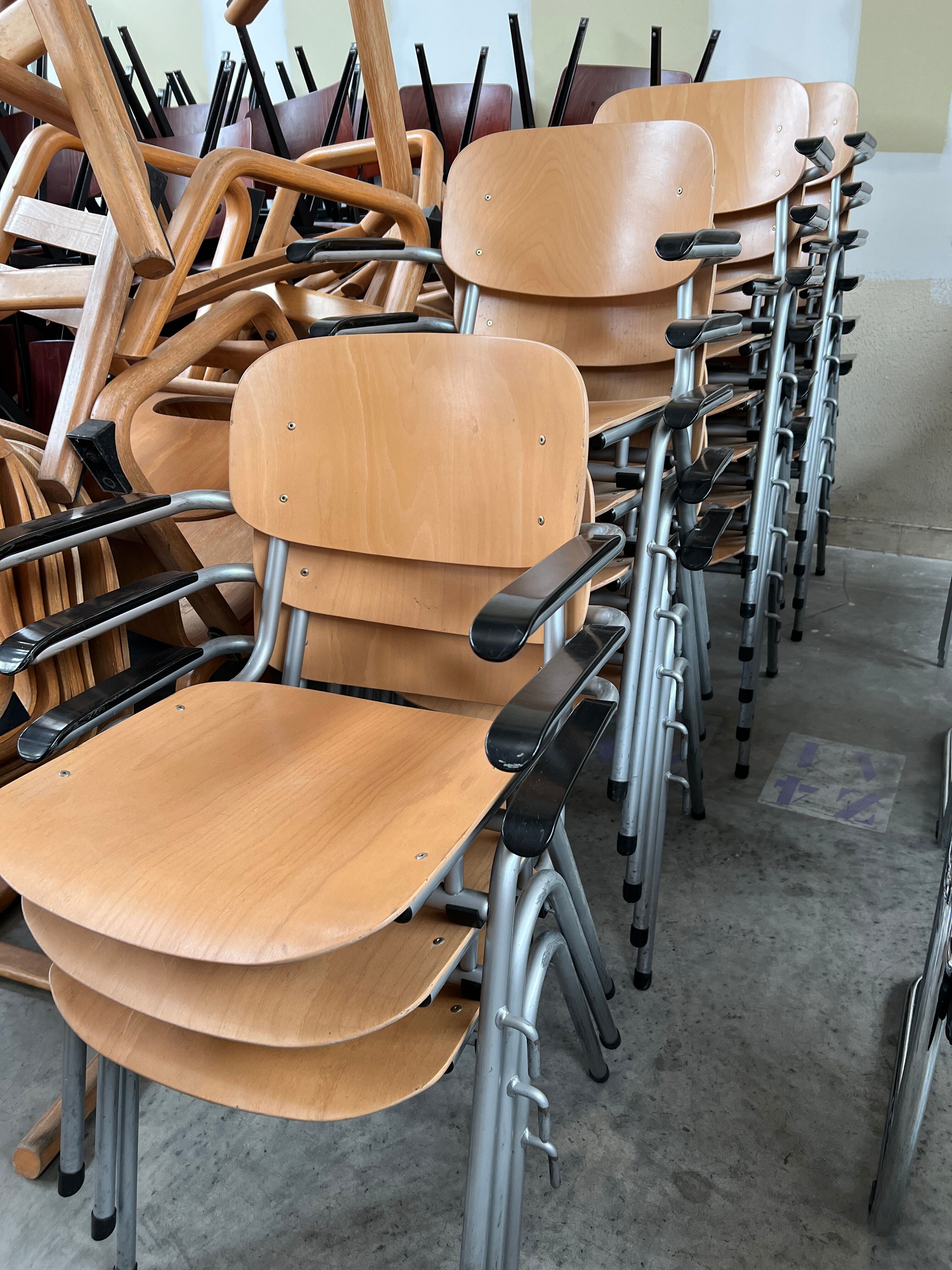 Set of 40 school chairs with armrests, 70s, Netherlands