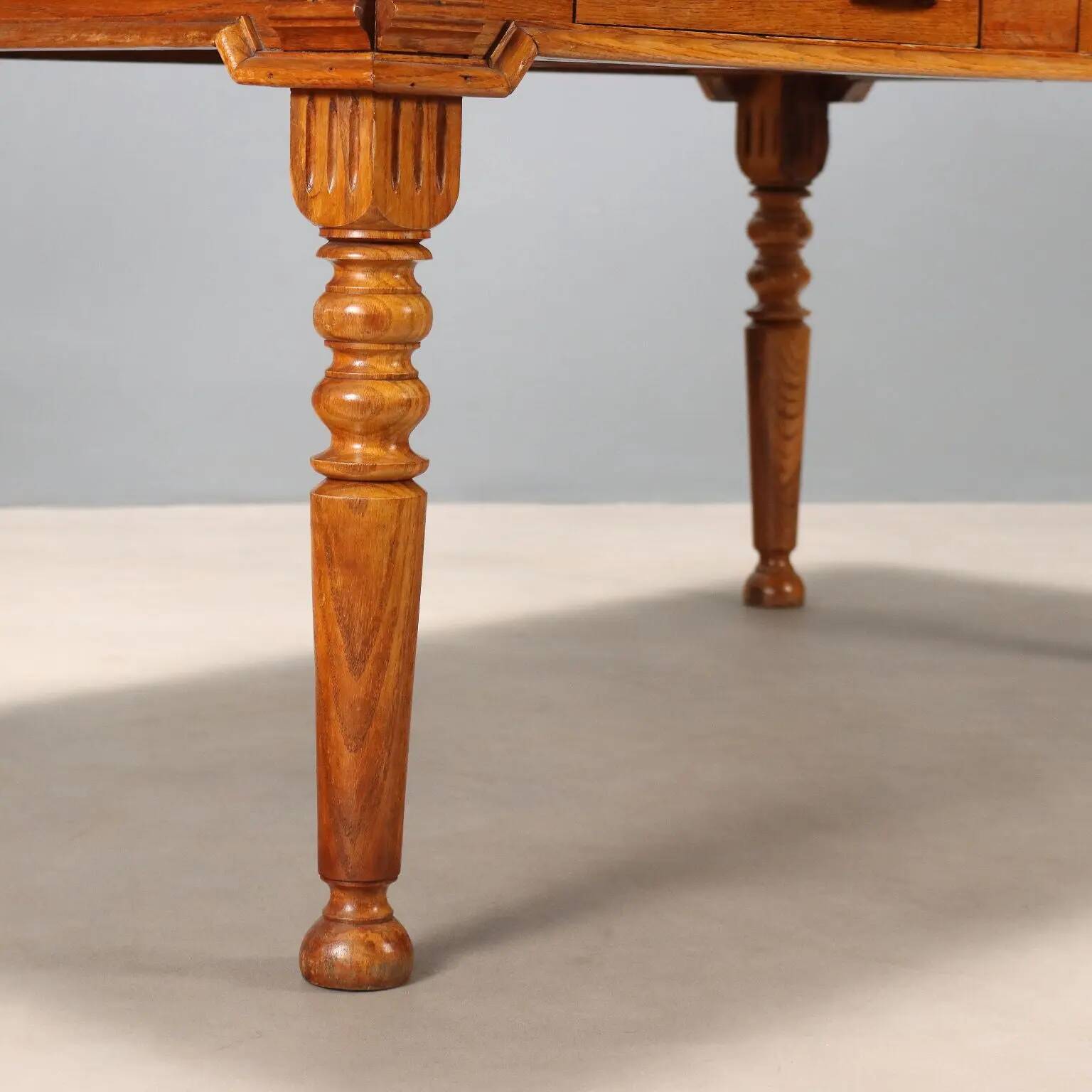 Antique oak desk with black laminate, 20th century