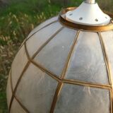 Suspension abat jour ancien en nacre et laiton