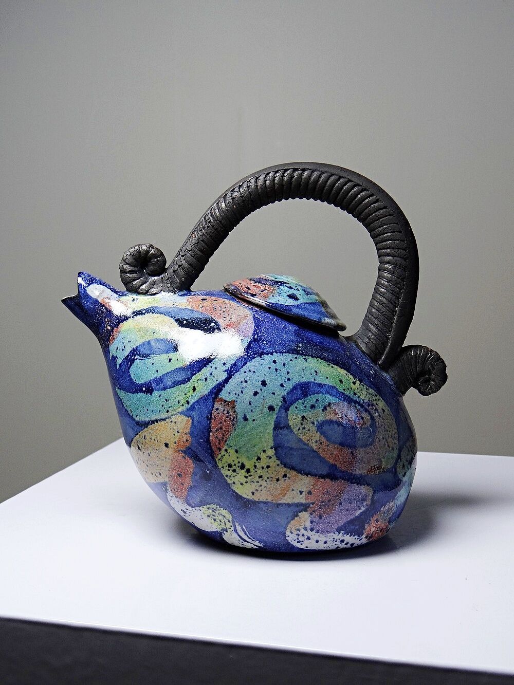 Terracotta teapot, US studio, 1950-1970 era, David Constantine White.