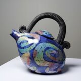 Terracotta teapot, US studio, 1950-1970 era, David Constantine White.