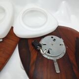 Reggiani, pair of vintage sconces opaline blanche palissandre, 1950, italy