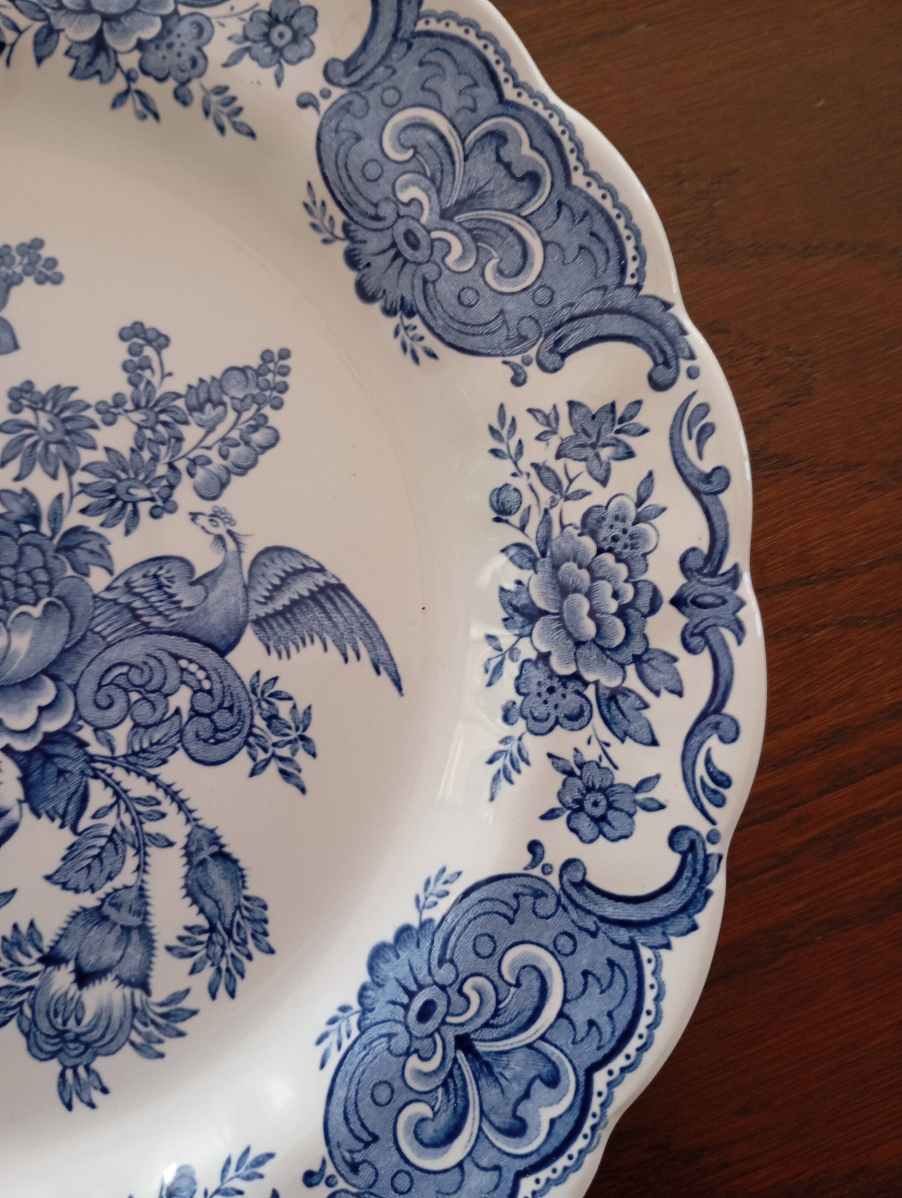 Assiettes plates anglaises Ridgway 'Windsor' bleu & blanc