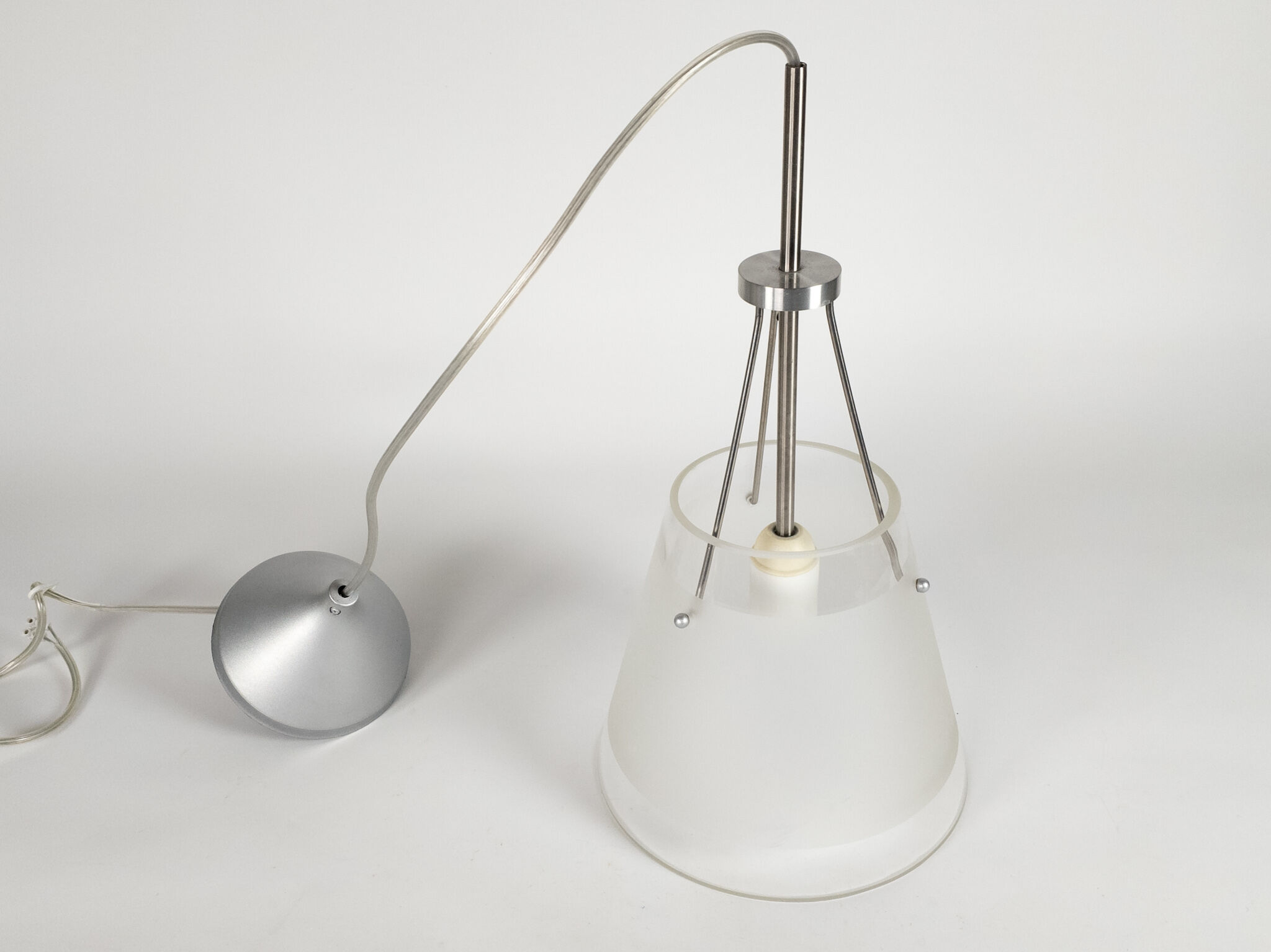 Dutch design - Hala Zeist - hanging lamp - satined glass - marked - post modern - 80's