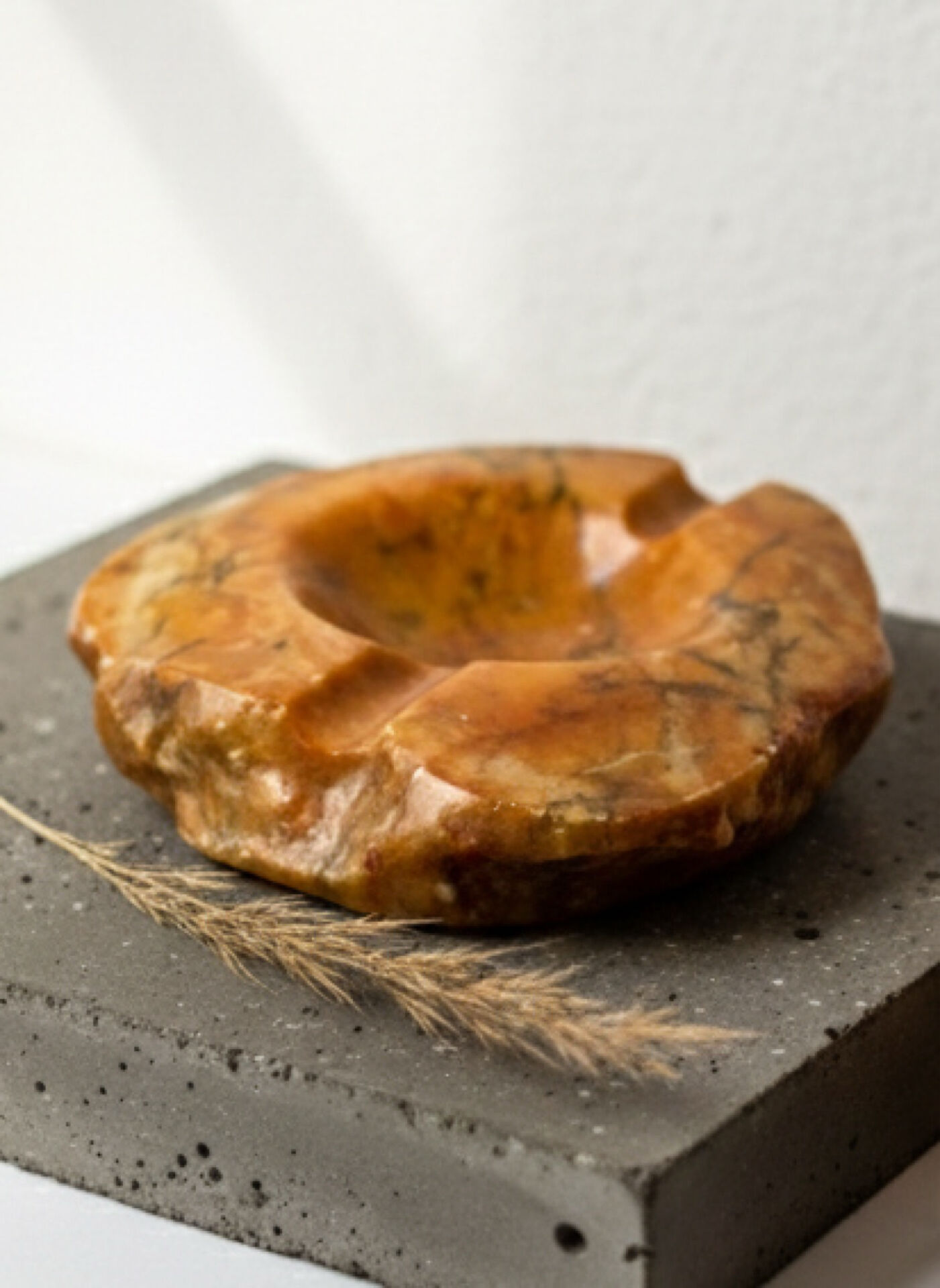 Empty Ashtray in Orange Alabaster Made in Italy