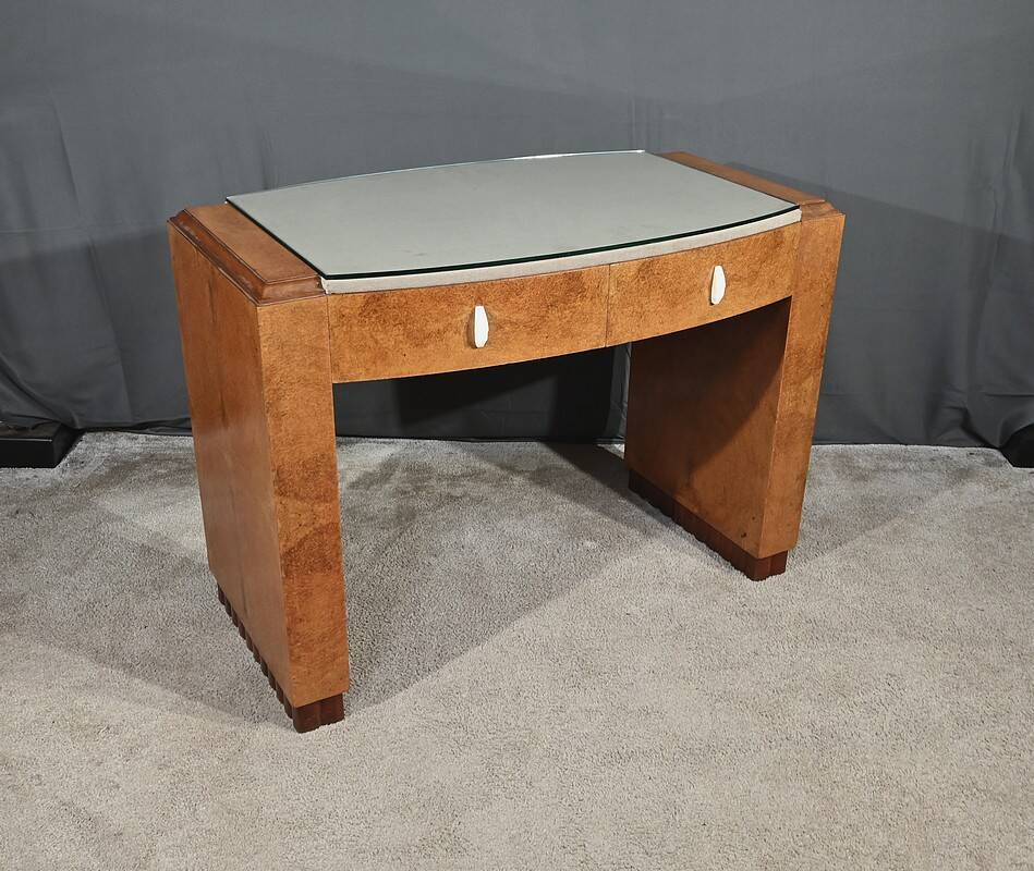 Small Amboyna Burl Desk, Speich Frères, Art Deco – 1930