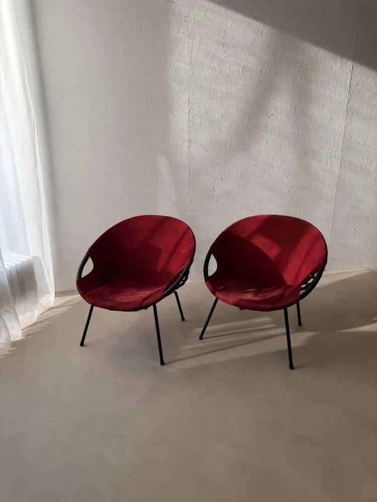 Chaises ballon années 60 Lusch | Ensemble de deux fauteuils lounge vintage