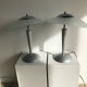 Gray lamp with oval frosted glass lampshade