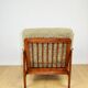 Wooden vintage brown armchair, olive green long hair, design by Z. Bączyk - 2 pieces available