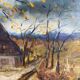 Tableau ancien, paysage signé Guyard, circa 1960