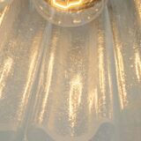 Pendant light with hand-blown glass pieces on a brass base made by Glashütte Limburg.