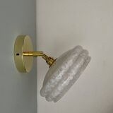 Vintage white CLichy glass lampshade wall light