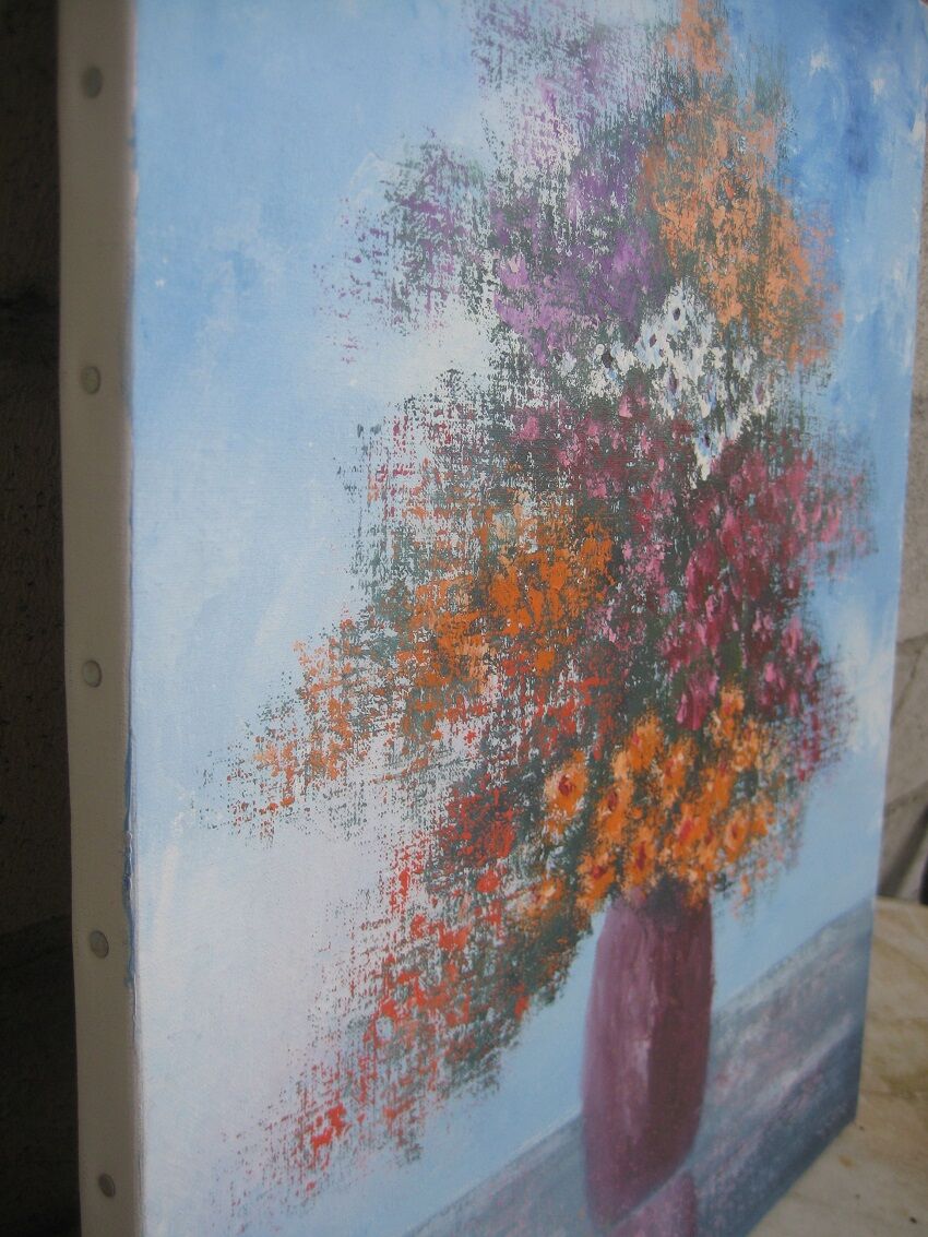 Multicolored bouquet, signed gebel