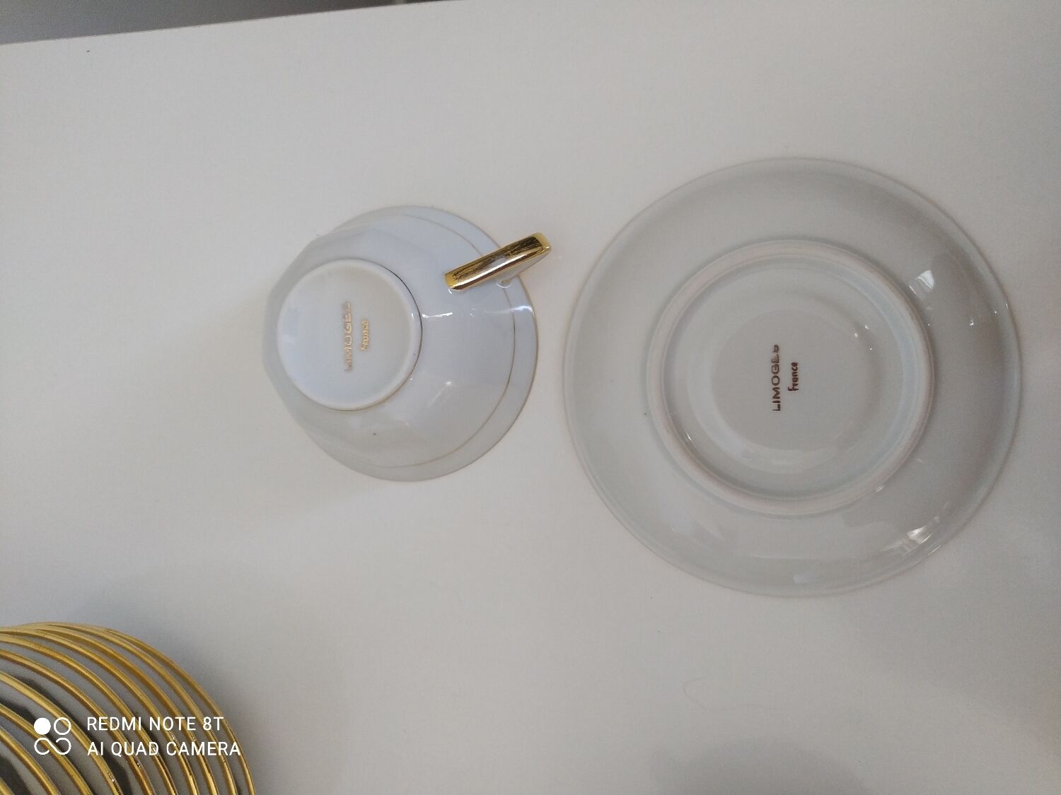 Tea set in white and gold Limoges porcelain