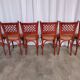Chaises de bistrot italiennes vintage - Bois rougeâtre, tissu marron, années 1980 - Lot de 6