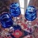 Bohemian blue crystal liqueur glasses