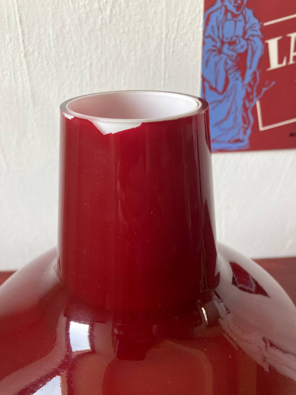Vintage table lamp in red glass – SCE, France