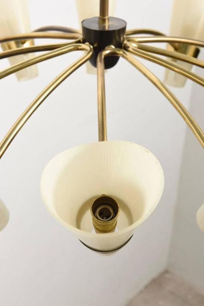 Sunburst chandelier brass of Kalmar Italy 1950 s