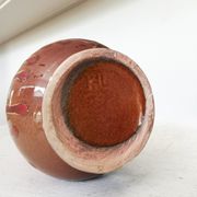 Vintage KIL Ceramic Vase: Red & Brown Lava Glaze, 1970s Yugoslavia