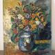 Still life, bouquet, oil with a knife on panel, signed.