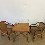 Ensemble table et fauteuils salon en rotin enfants