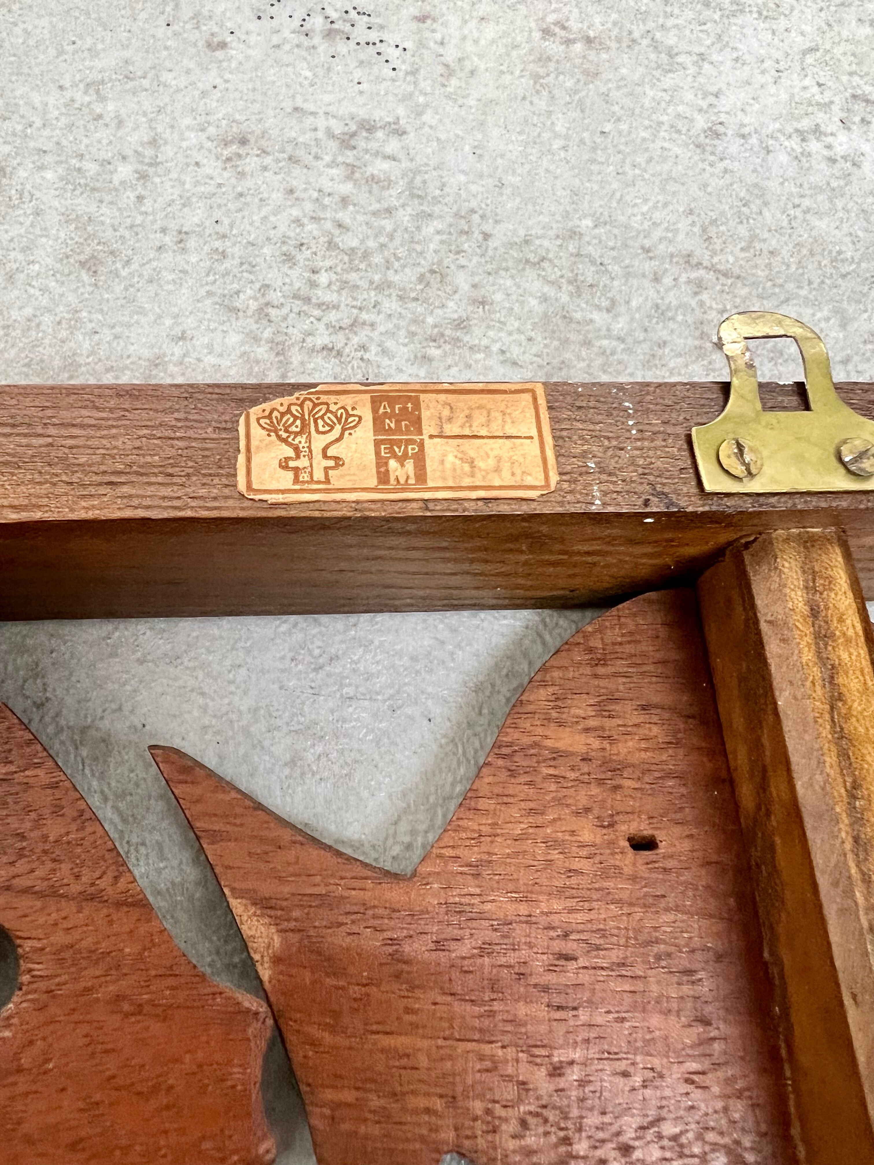 Old teak frame "fish" Scandinavian design of the 60s vintage decoration