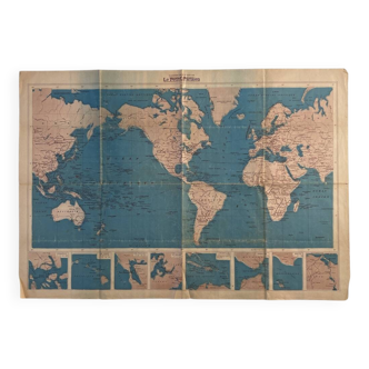 Vintage world map planisphere 1939