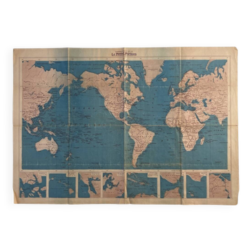 Vintage world map planisphere 1939