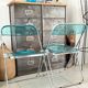 Set of 4 blue Plia folding chairs by Castelli