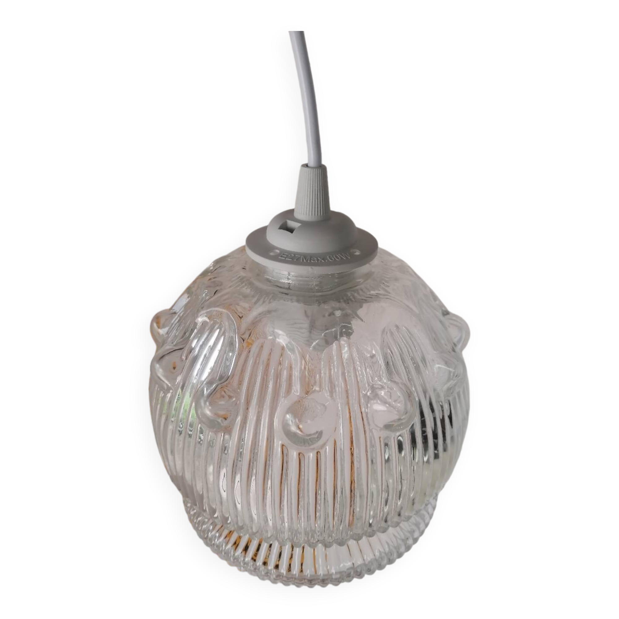 Vintage molded glass pendant light