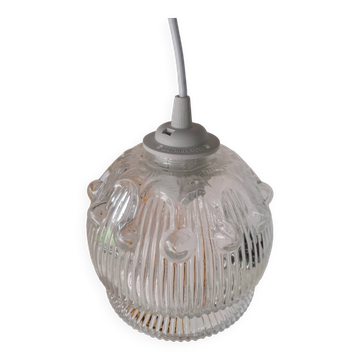 Vintage molded glass pendant light