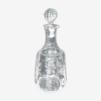 Carafe à liqueur Art Nouveau en cristal gravé à l'acide, 1900